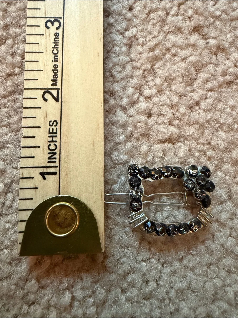 Hello Kitty Style Rhinestone Hair Barrette Clip Black Crystal Silver Tone